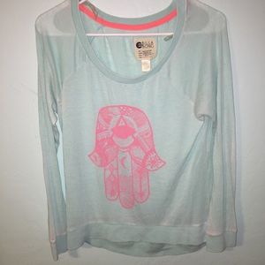 Turquoise Billabong Long sleeve with Hamsa hand